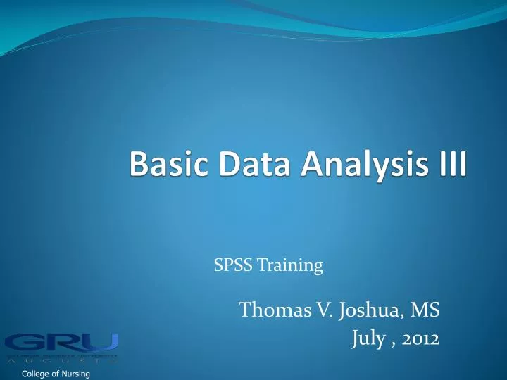 basic data analysis iii