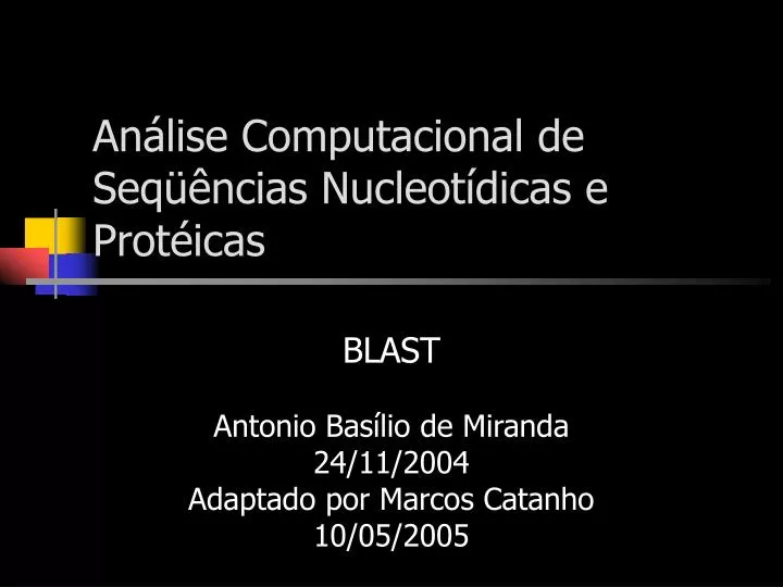 an lise computacional de seq ncias nucleot dicas e prot icas