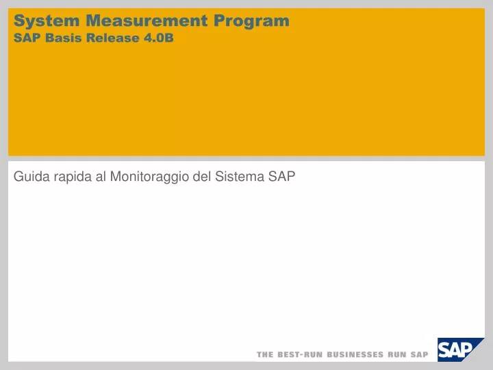 system measurement program sap basis release 4 0b