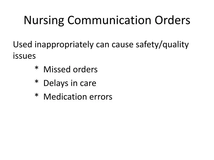 nursing communication orders