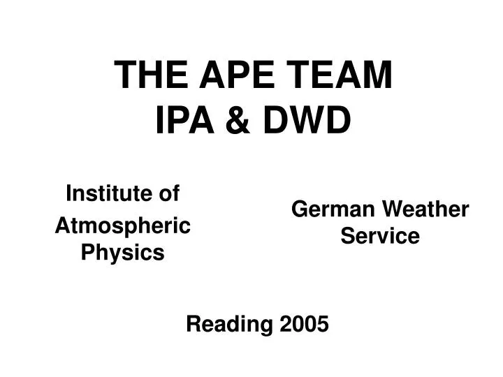 the ape team ipa dwd