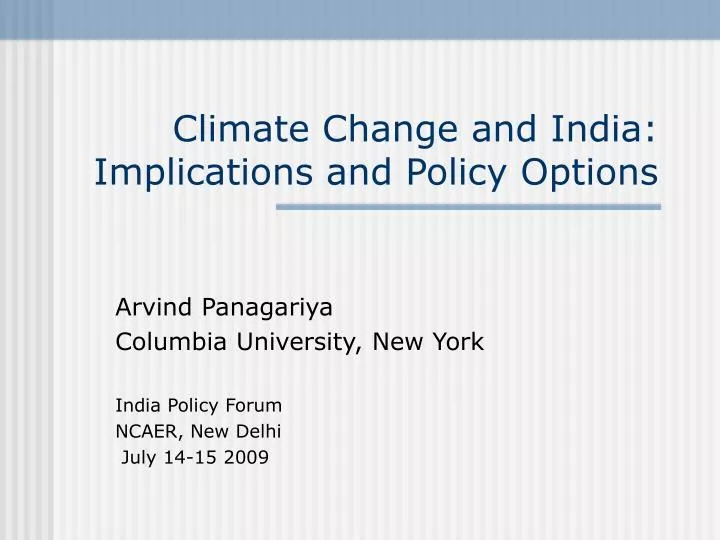 climate change and india implications and policy options