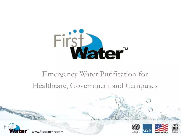 emergency water purification for healthcare government and campuses