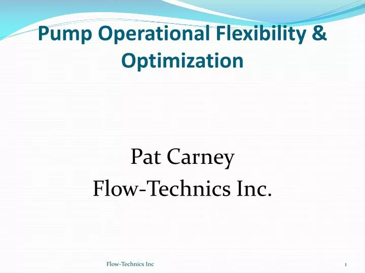 pump operational flexibility optimization