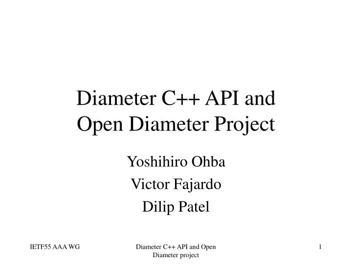 diameter c api and open diameter project