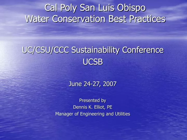 cal poly san luis obispo water conservation best practices