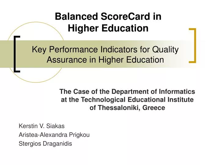 key performance indicators for quality assurance in higher education