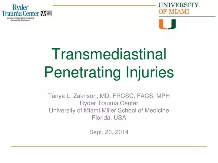 transmediastinal penetrating injuries