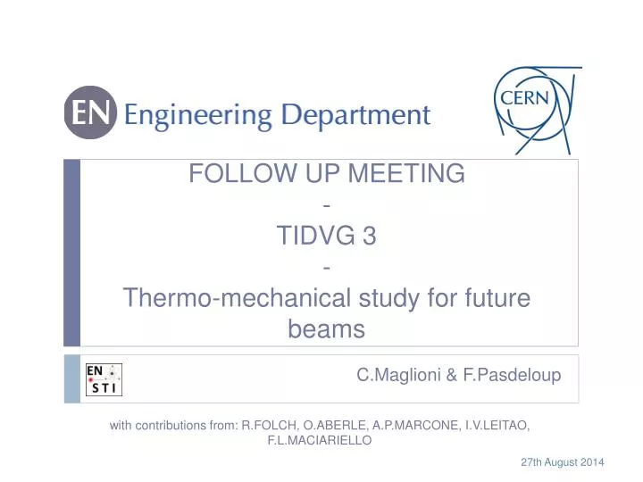 follow up meeting tidvg 3 thermo mechanical study for future beams