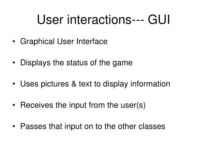 user interactions gui