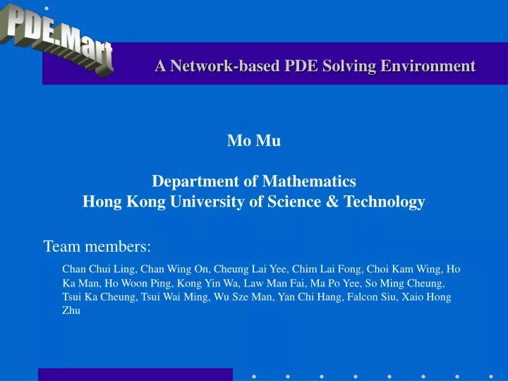 a network based pde solving environment