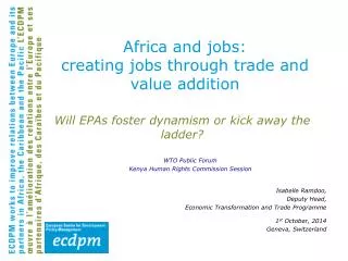 Africa and jobs: creating jobs through trade and value addition
