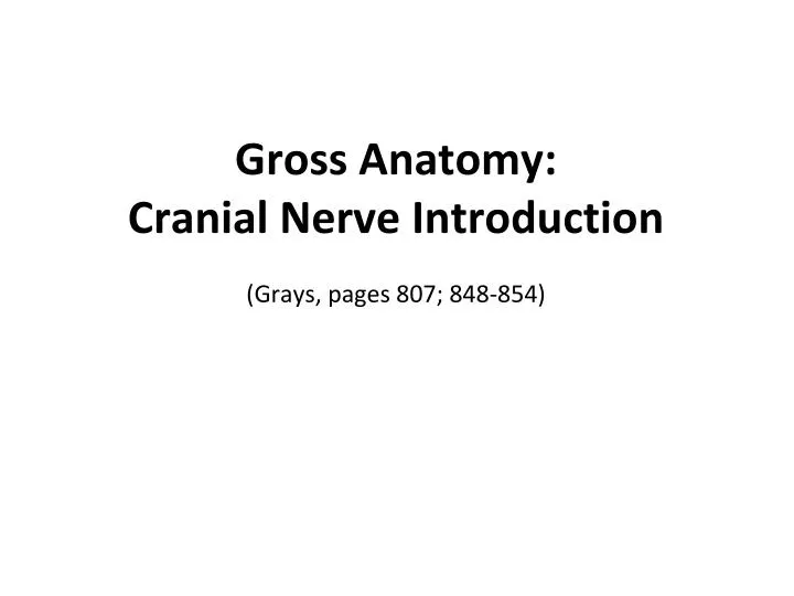 gross anatomy cranial nerve introduction grays pages 807 848 854