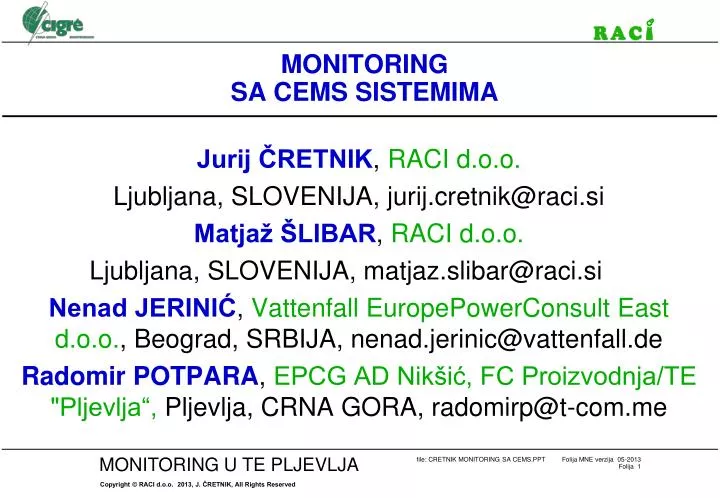 monitoring sa cems sistemima