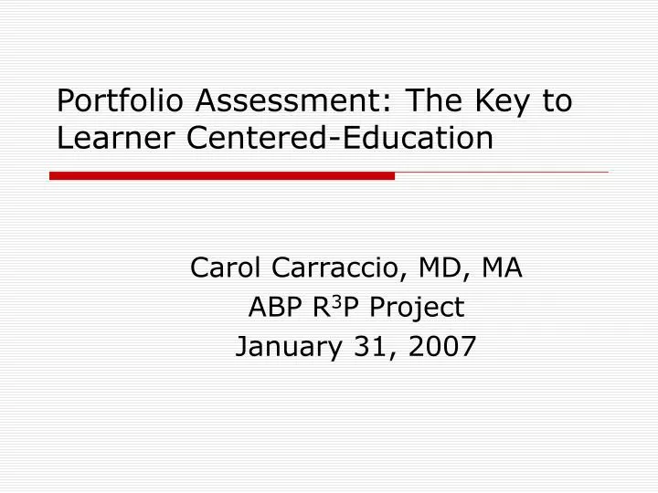 portfolio assessment the key to learner centered education