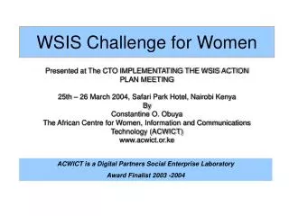 WSIS Challenge for Women