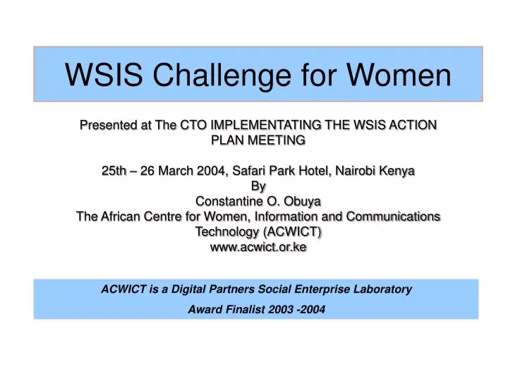 wsis challenge for women