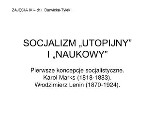 socjalizm utopijny i naukowy