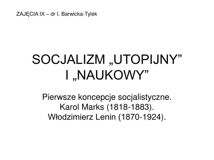 socjalizm utopijny i naukowy