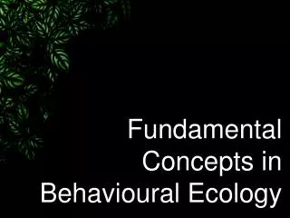 Fundamental Concepts in Behavioural Ecology