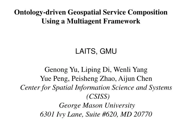 ontology driven geospatial service composition using a multiagent framework