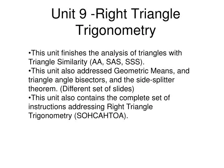 unit 9 right triangle trigonometry