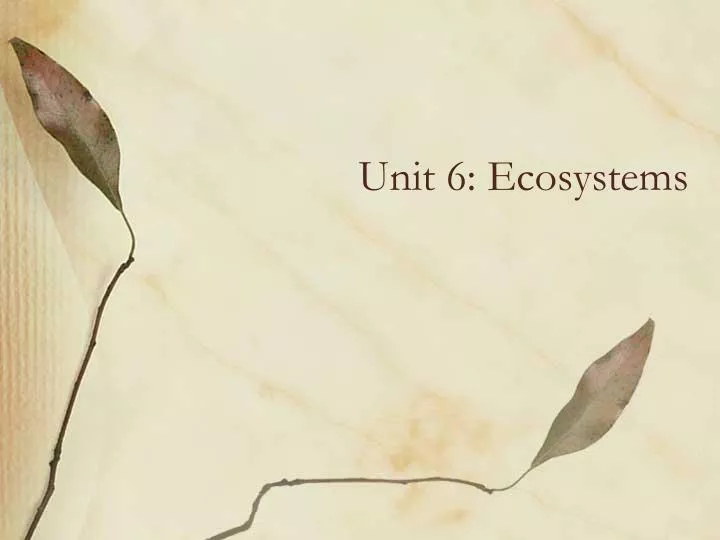 unit 6 ecosystems