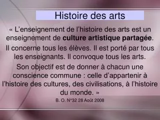histoire des arts