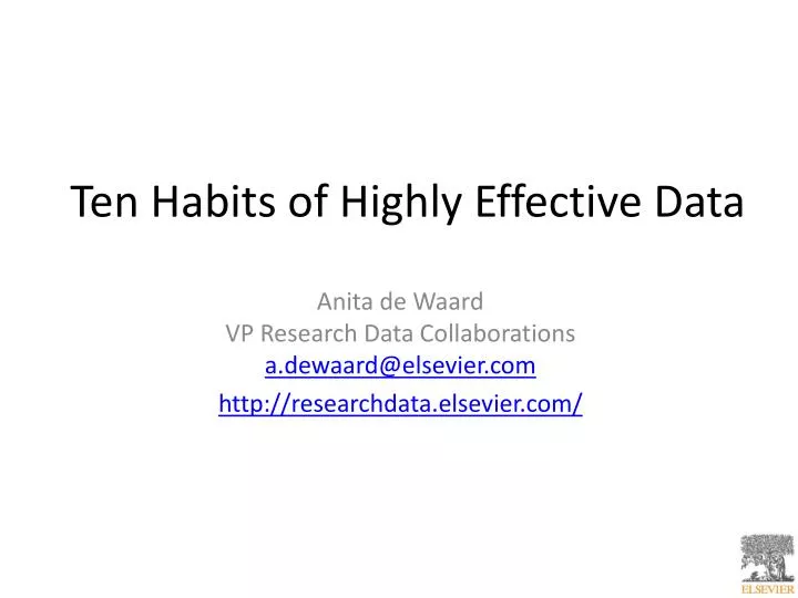 ten habits of highly effective data