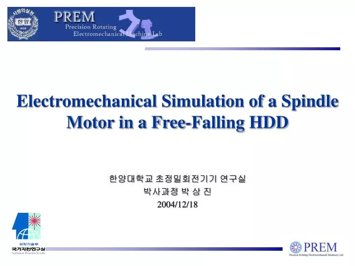 electromechanical simulation of a spindle motor in a free falling hdd