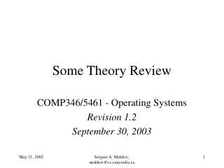 Some Theory Review