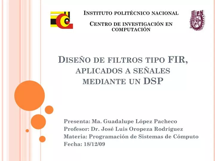 dise o de filtros tipo fir aplicados a se ales mediante un dsp