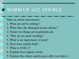 WARM UP 4/22 DOUBLE