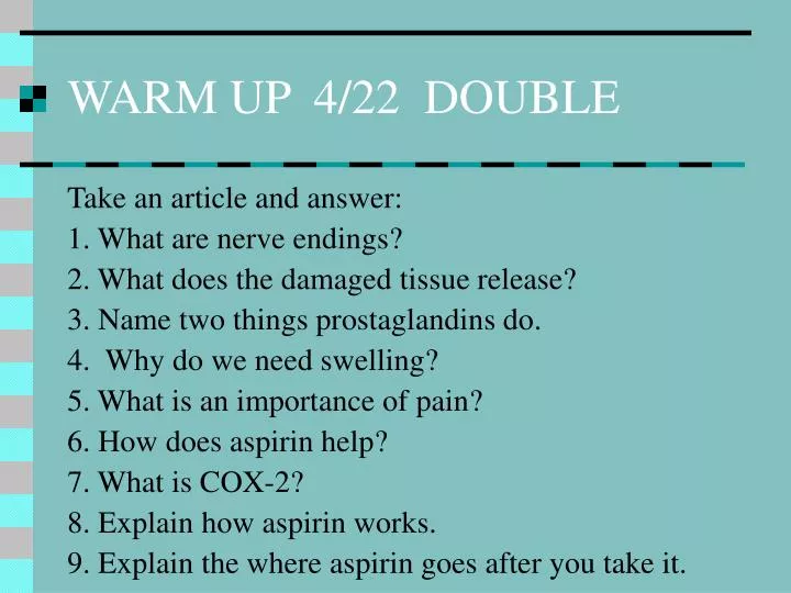 warm up 4 22 double