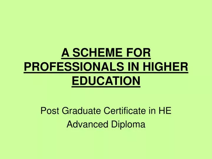 a scheme for professionals in higher education