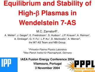 Equilibrium and Stability of High- b Plasmas in Wendelstein 7-AS