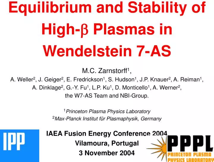 equilibrium and stability of high b plasmas in wendelstein 7 as