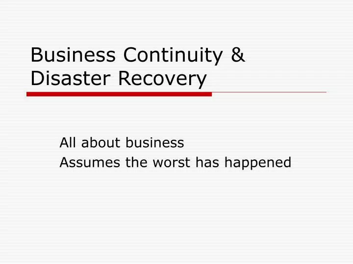 business continuity disaster recovery