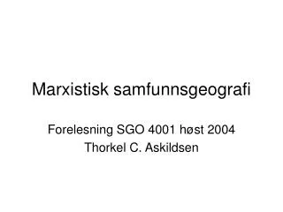 Marxistisk samfunnsgeografi