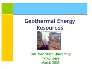 Geothermal Energy Resources