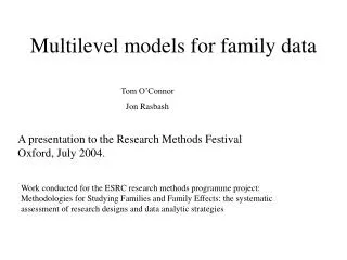 Multilevel models for family data
