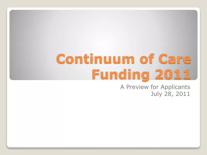 continuum of care funding 2011