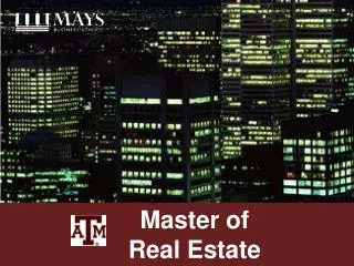 Master of 	Real Estate