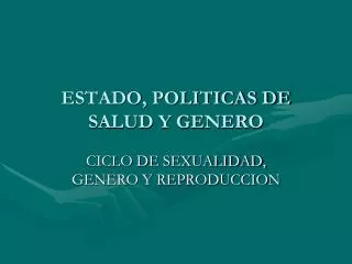 estado politicas de salud y genero