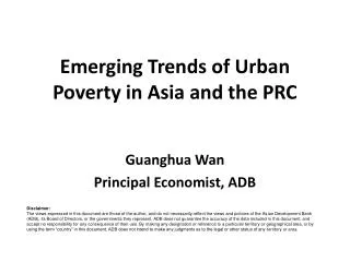Emerging Trends of Urban Poverty in Asia and the PRC