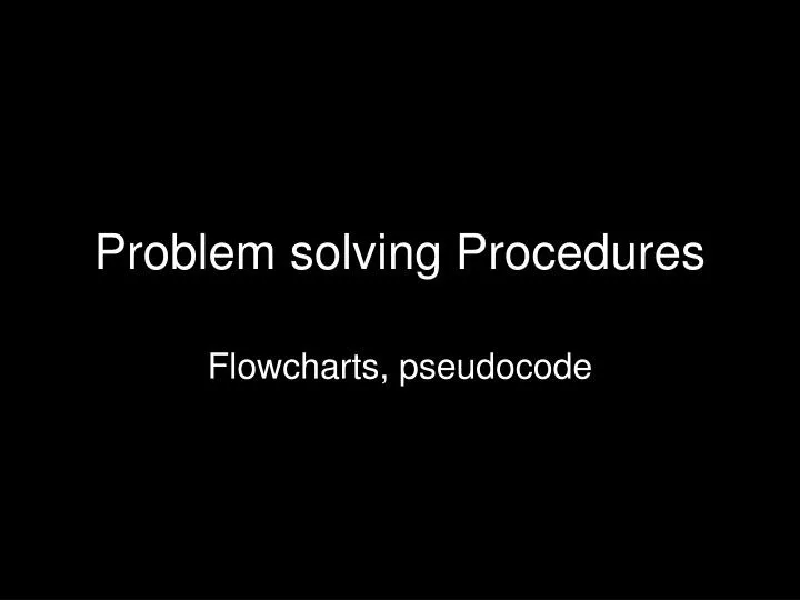 problem solving procedures