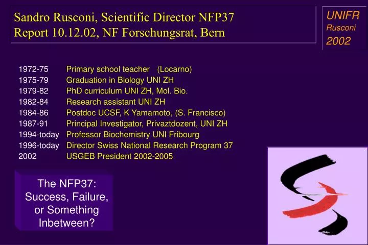 sandro rusconi scientific director nfp37 report 10 12 02 nf forschungsrat bern