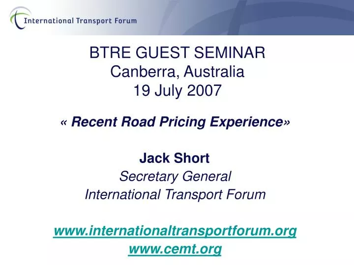 btre guest seminar canberra australia 19 july 2007
