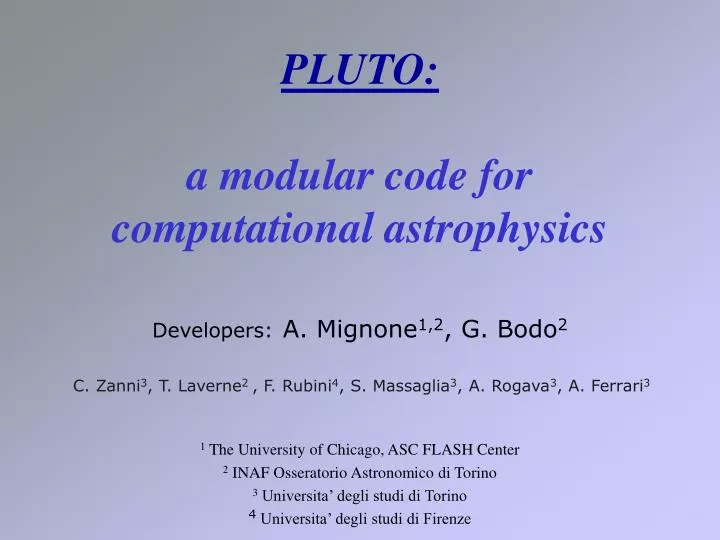 pluto a modular code for computational astrophysics