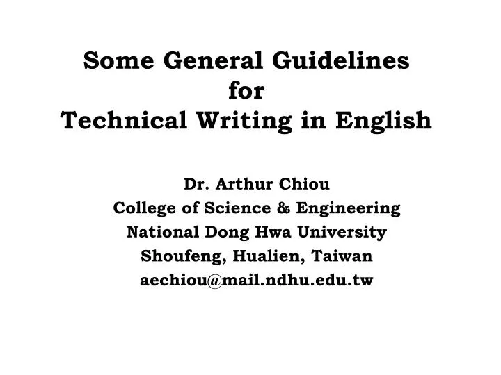 some general guidelines for technical writing in english
